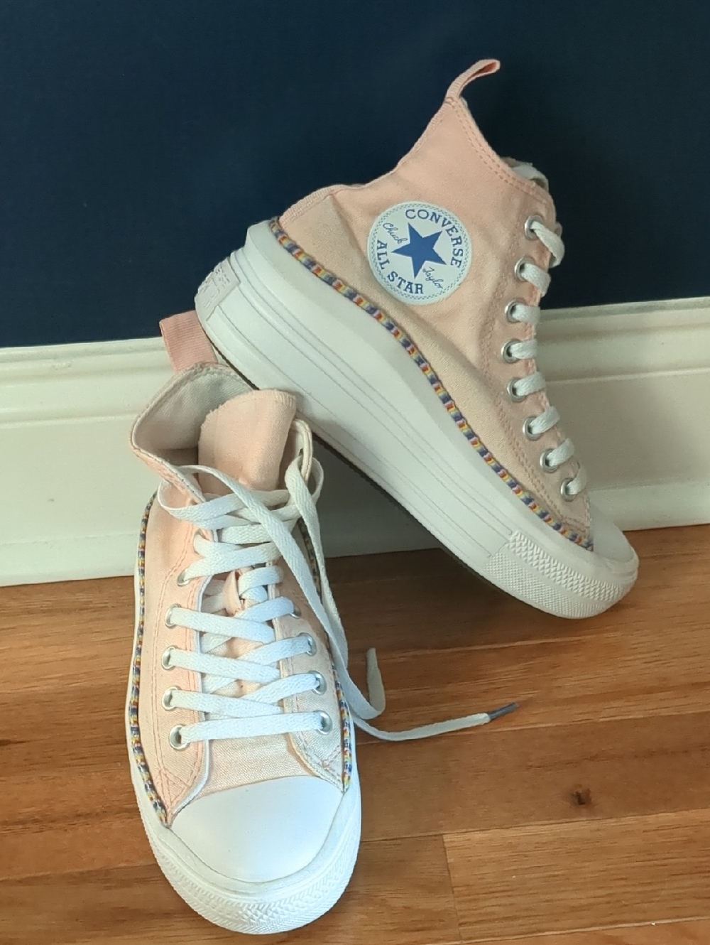Converse Pink High-Top Platform Sneakers with White Sole